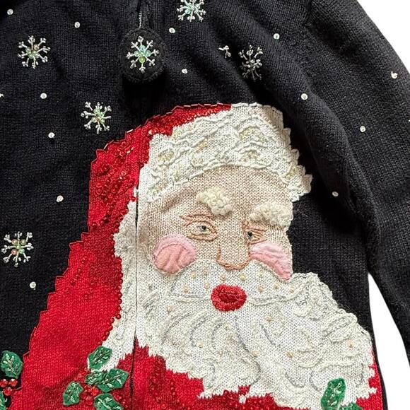 Classic Elements Santa Face Embroidered Cardigan S - Picture 2 of 7